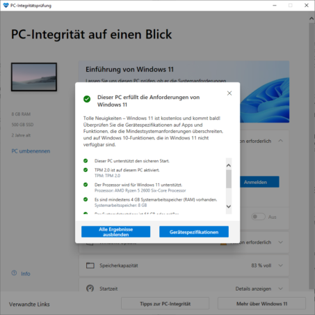 PC Integritätsprüfung Windows 11