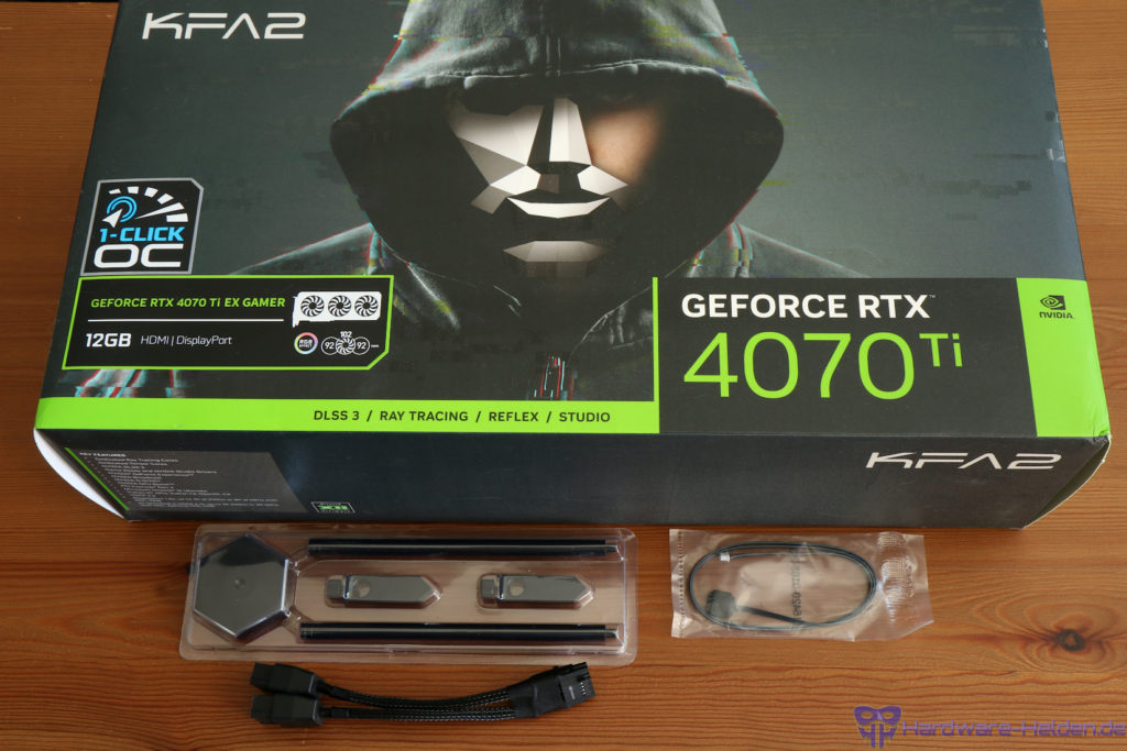 Verpackung und Lieferumfang KFA2 Geforce RTX 4070 Ti EX Gamer