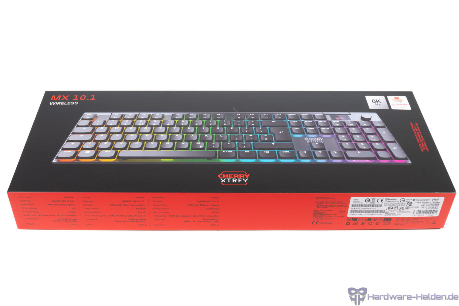 Cherry XTRFY MX 3.1, Clavier De Jeu Mécanique, Disposition Portugaise (QWERTY), Éclairage RGB, Boîtier Aluminium, USB-A, Interrupteurs MX2A Red, Noir