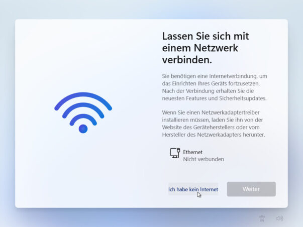 windows 11 installation ohne internet